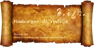 Hamburger Árpád névjegykártya